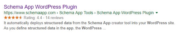 Schema app WordPress plugin in Google