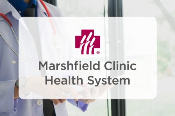 Marshfield Clinic case study featured image with Marshfield Clinic Health System logo