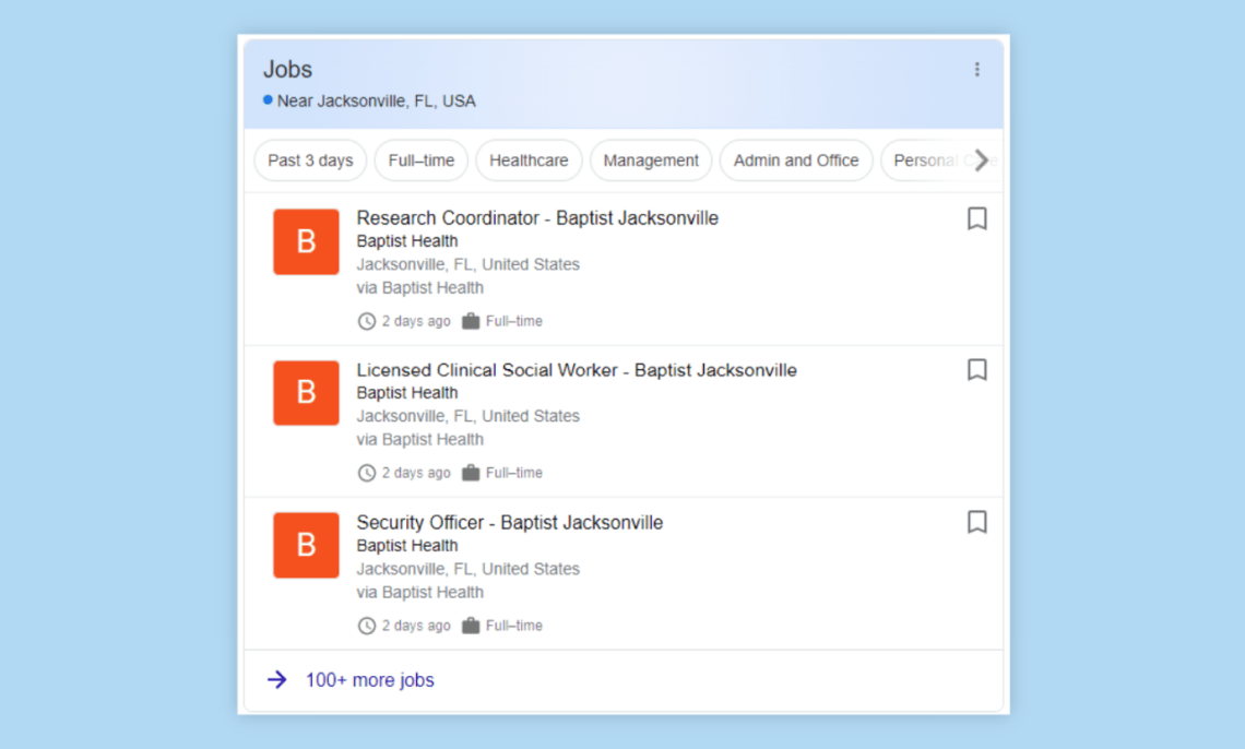 Baptist health job listings rich results