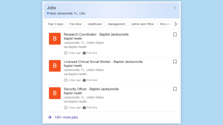 Baptist health job listings rich results