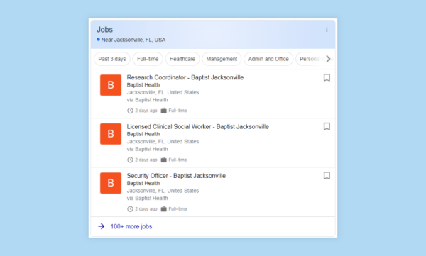 Baptist Health Job Posting Rich Result