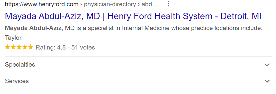 Henry Ford Physician Rich Result