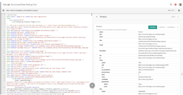 Schema App plugin validates in Structured Data Testing Tool