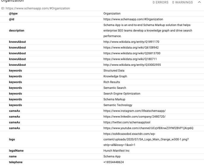 Image of Schema App Organization markup