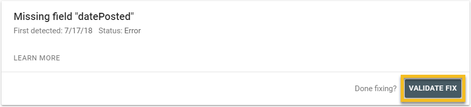 Missing datePosted Google Search Console